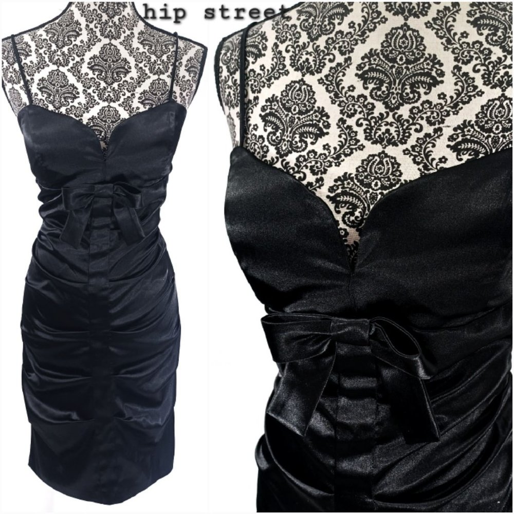 BEATA STUDIO Spaghetti Strap Stretch Satin Party Dress 11